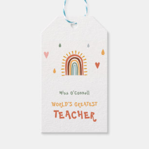 World's Greatest Teacher Gift Boho Rainbow Gift Tags