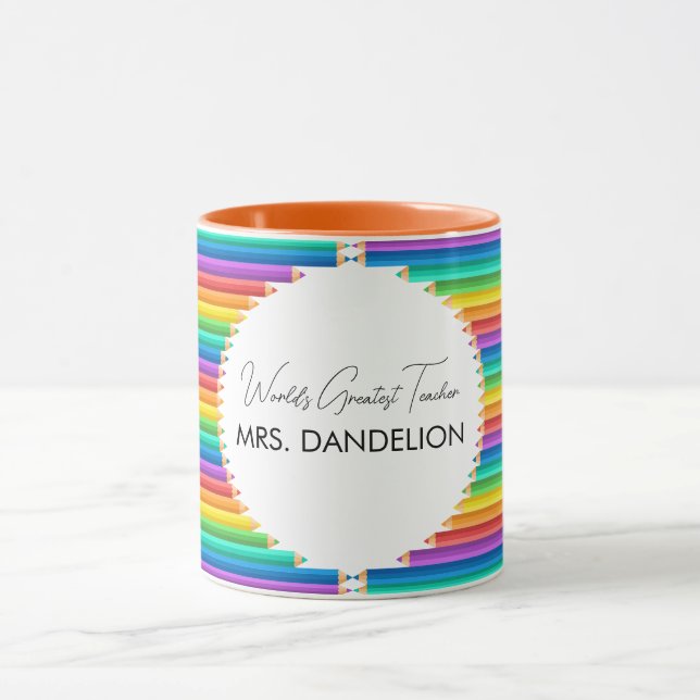 Worlds Greatest Teacher Rainbow Crayons School Mug (Center)