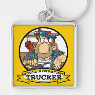 WORLDS GREATEST TRUCKER MEN CARTOON KEYCHAIN