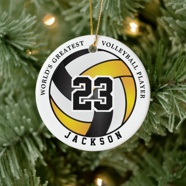 World's Greatest Volleyball Player, Gold & Black Ceramic Ornament (Tree)