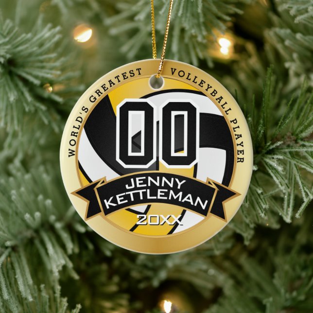 World's Greatest Volleyball Player - Yellow Ceramic Ornament (Tree)