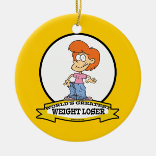 WORLDS GREATEST WEIGHT LOSER FEMALE CARTOON CERAMIC ORNAMENT