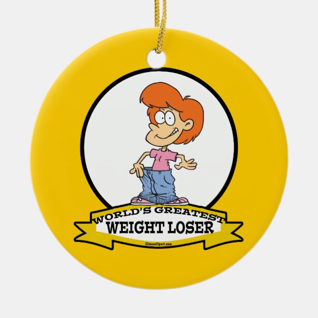 WORLDS GREATEST WEIGHT LOSER FEMALE CARTOON CERAMIC ORNAMENT (Front)