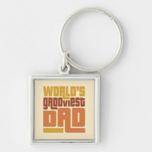 World's Grooviest Dad Retro Funny Keychain