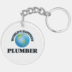 World's Happiest Plumber Keychain