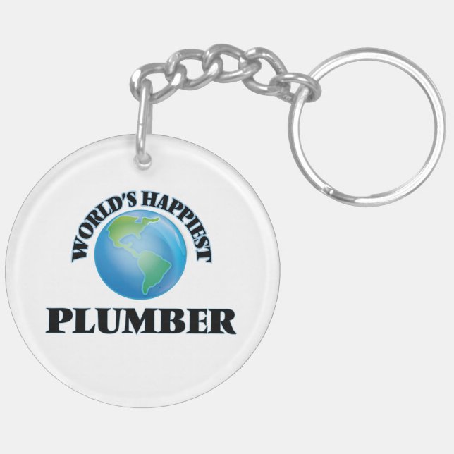 World's Happiest Plumber Keychain (Back Left)