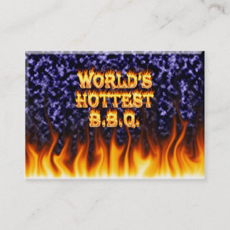 World's hottest BBQ fire and flames blue marble Business Card