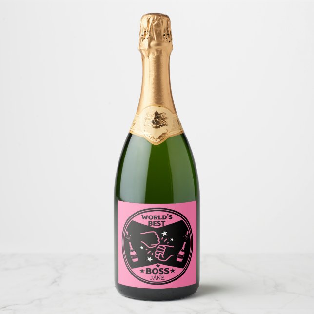 World's lady Greatest Boss Sparkling Wine Label (Front)