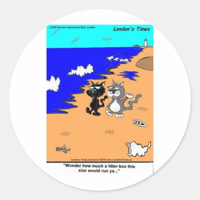 World's Largest Litter Box Funny Gifts & Tees Classic Round Sticker (Front)