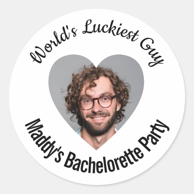 World's Luckiest Guy Bachelorette Party  Classic Round Sticker (Front)