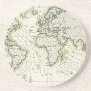 World's magnetic declination coaster