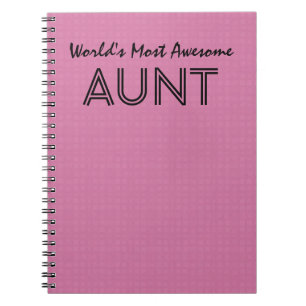 World's Most Awesome AUNT Pink Squares Pattern Notebook