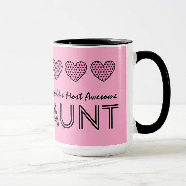World's Most Awesome AUNT Polka Dot Hearts V01 Mug (Right)