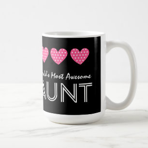 World's Most Awesome AUNT Star Pattern Hearts V02 Coffee Mug
