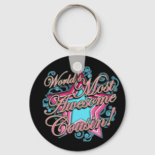 Worlds Most Awesome Cousin Keychain