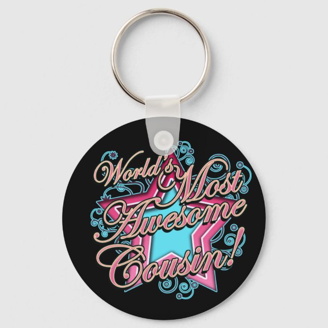 Worlds Most Awesome Cousin Keychain (Front)
