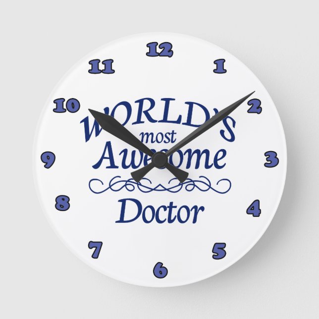 World's Most Awesome Doctor Round Clock (Front)