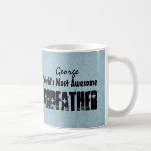 World's Most Awesome GODFATHER Blue Grunge W06C Coffee Mug
