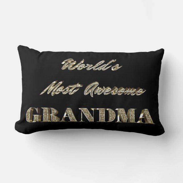 World's Most Awesome Grandma Golden Typography Lumbar Pillow (Front)