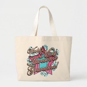 Worlds Most Awesome Grandma Large Tote Bag