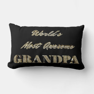 World's Most Awesome Grandpa Golden Typography Lumbar Pillow