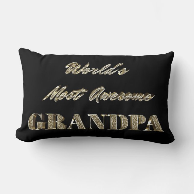 World's Most Awesome Grandpa Golden Typography Lumbar Pillow (Front)