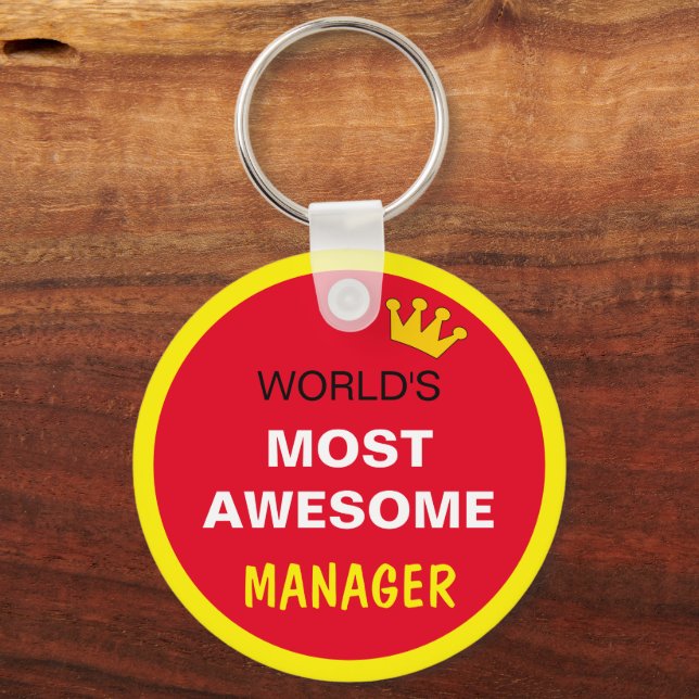 Worlds Most Awesome - MANAGER / the best one Keychain (Front)