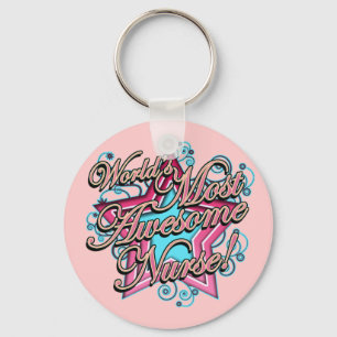 Worlds Most Awesome Nurse Keychain