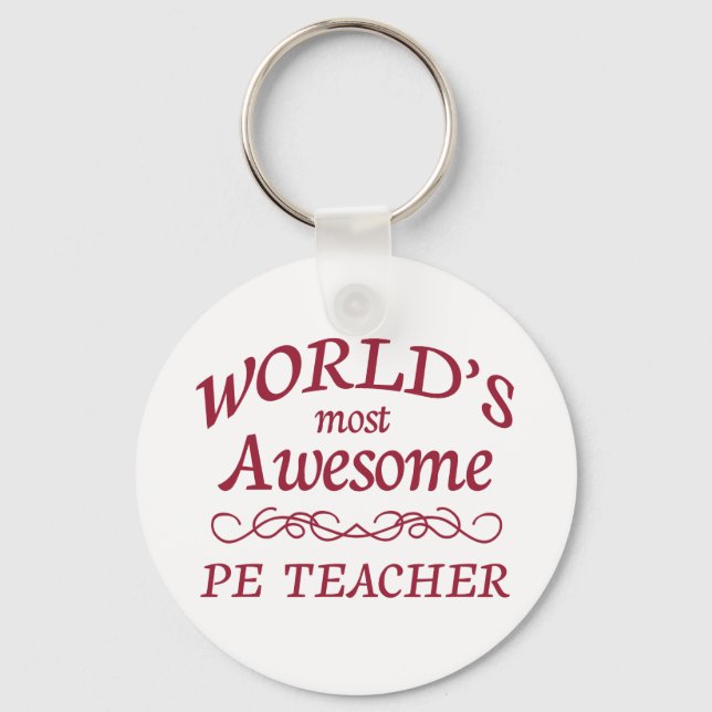 World's Most Awesome PE Teacher Keychain (Front)