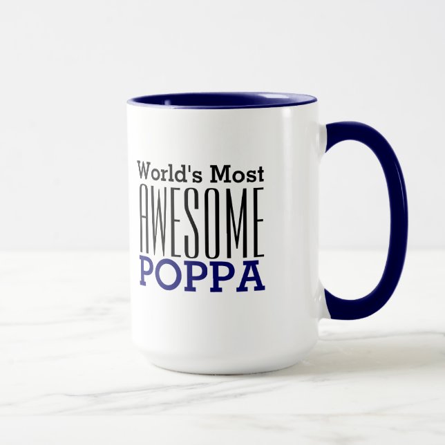 World's Most AWESOME POPPA-Text Design Mug (Right)