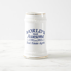World's Most Awesome Real Estate Agent Beer Stein