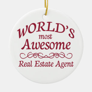 World's Most Awesome Real Estate Agent Ceramic Ornament