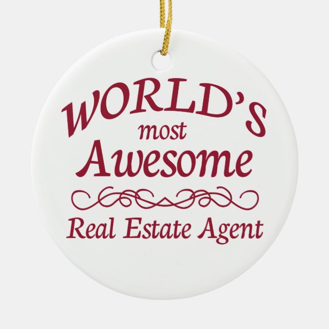 World's Most Awesome Real Estate Agent Ceramic Ornament (Front)
