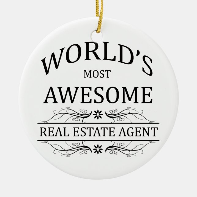 World's Most Awesome Real Estate Agent Ceramic Ornament (Front)