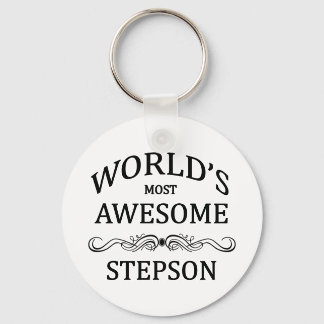 World's Most Awesome Stepson Keychain (Front)