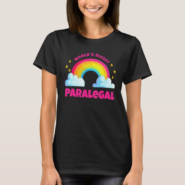 World's Nicest Paralegal  Rainbow Retro Funny Para T-Shirt (Front)