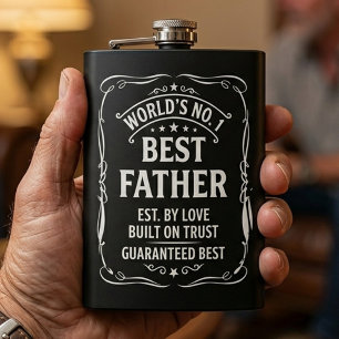 World's No. 1 Best Father Black White Design Hip Flask
