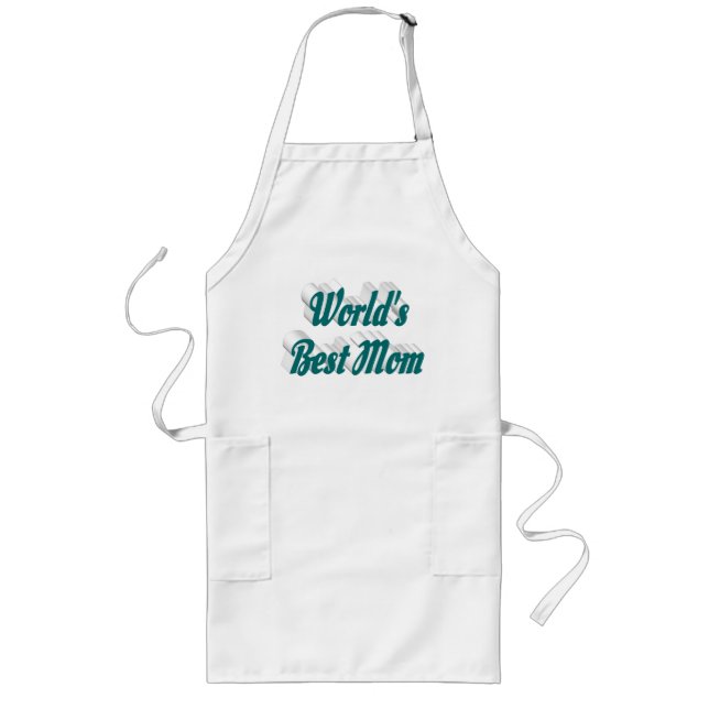 Worlds Number 1 Mom blue green text  Long Apron (Front)