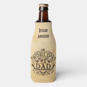 World's Number One Dad Vintage Personalized Bottle Cooler