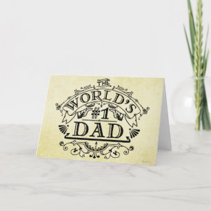 World's Number One Dad Vintage Personalized Card