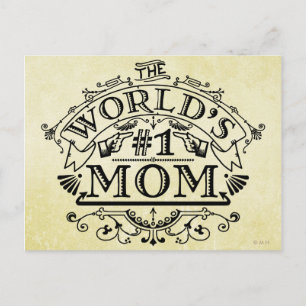 World's Number One Mom Vintage Flourish Postcard
