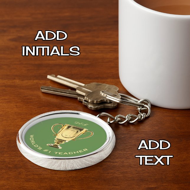 World's number one teacher custom text keychain (Creator Uploaded)