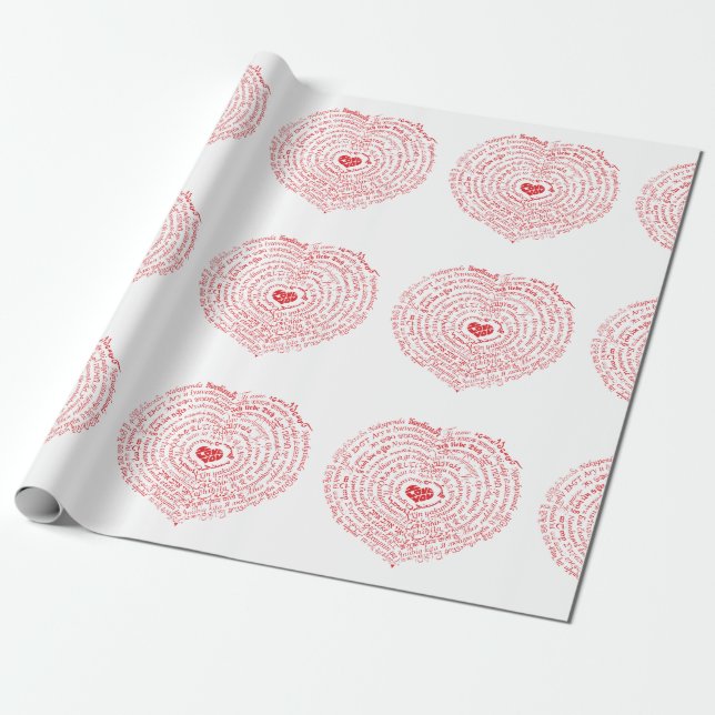 Worlds of Love Heart Wrapping Paper (Unrolled)