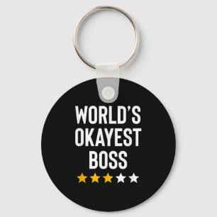 Worlds Okayest Boss Funny Birthday Christmas Gag G Keychain