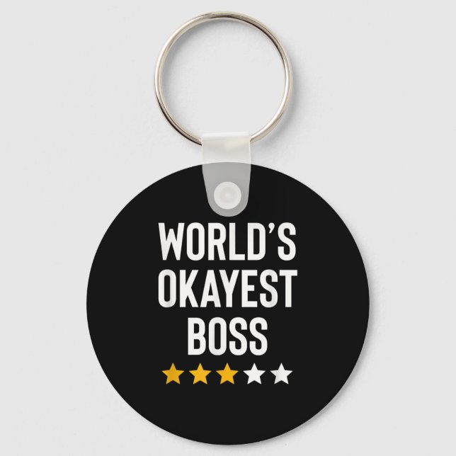 Worlds Okayest Boss Funny Birthday Christmas Gag G Keychain (Front)