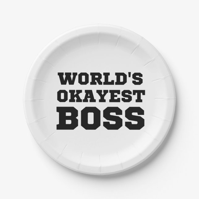 World's Okayest Boss Paper Plate (Front)
