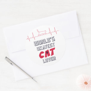 World's Okayest Cat Lover Funny Quote 4 Cat Owners Classic Round Sticker