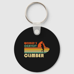 World's Okayest Climber Funny Retro Mountaineering Keychain