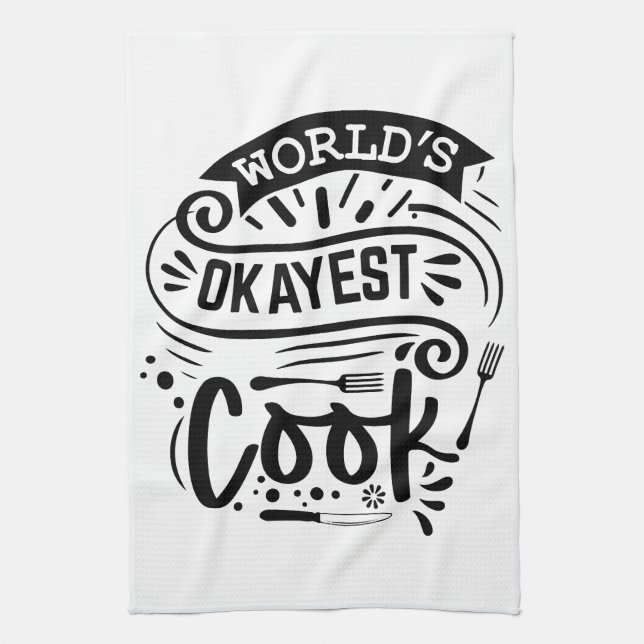 World's Okayest Cook Apron – Kitchen Utensils Kitchen Towel (Vertical)