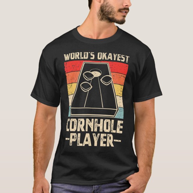Worlds Okayest Cornhole Player Retro Cornhole Bean T-Shirt (Front)